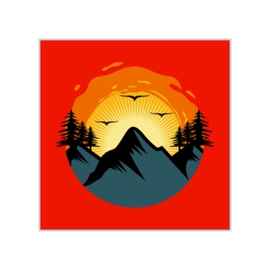 پوستر طرح طلوع خورشید در کوه