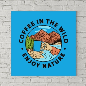 تابلو بوم طرح لذت نوشیدن قهوه در طبیعت بکر