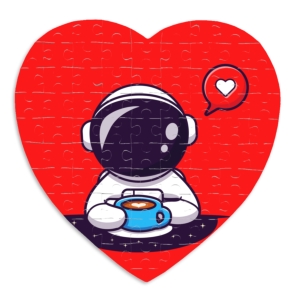 پازل طرح فضانورد فانتزی عشق قهوه‎